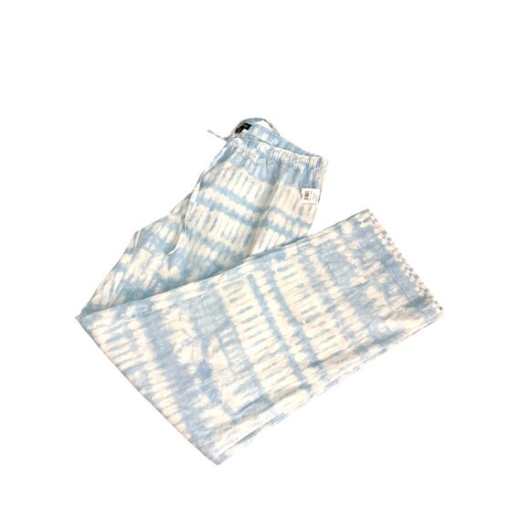 GAP Body Sleep Poplin White Blue Tie Dye Pajama Pants Size Women's Medium NWT - Picture 2 of 3